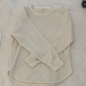 Cream Waffle Knit Long Sleeve Top